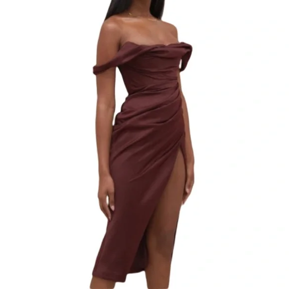 House of CB | Dresses | Nwt House Of Cb Raisin Rhoda Off Shoulder Corset  Dress Sz S